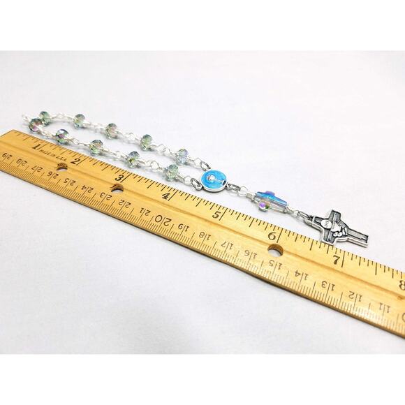 Communion Chalice One Decade Rosary, Swarovski Crystals, Silver Plated - Picture 3 of 10